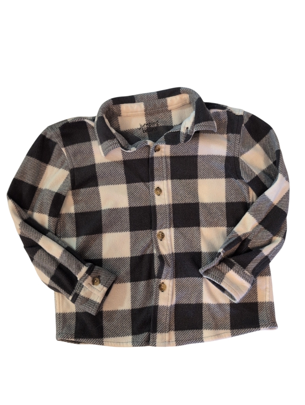 🍁2/$7🍁JUMPING BEANS Dark Grey And White Plaid Fleece Button Down Pajama Top